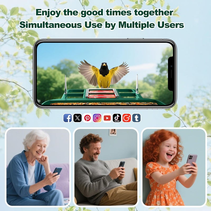 Vatjubi Bird Feeder with Camera,2K Live View,WiFi Smart Bird House with Cam Solar Powered for Outdoor,Night Vision,AI Identify,Auto Record Video,Real-Time App Alerts,Birdwatching Gifts for Family,Birds Lover - Image 5
